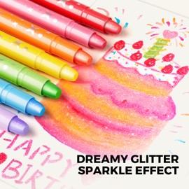 Jar Melo Glitter Crayons for Toddlers 1-3, Crayons for Kids, 24 Colors