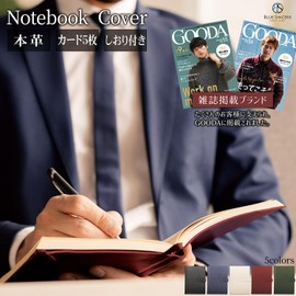 BLUE SINCERE Notebook, B5, Genuine Leather, Slim, Holds 2 Books, Notebook Cover, College Notebook, Pen Holder, Bookmark, Card Slot, NC2 (Vermillion Red)