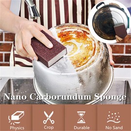 JCKHXG 5 Pack Emery Magic Wipe Sponge, Nano Carborundum Sponge, Emery Sponge Brush Eraser Scrub, Pot Scrubber Scouring Pad Kitchen Magic Cleaning Sponge for Removing Rust Cleaning Pots and Pans
