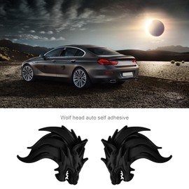 VGOL 1 Paar Wolfskopf 3D Metall Aufkleber Abziehbilder Wolf Emblem Reflektierende Abzeichen Dekoration für Motorrad Auto Windschutzscheibe Schwarz