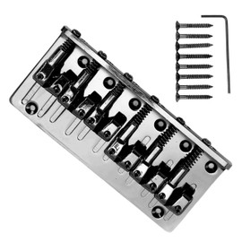 6-String Electric Bass Bridge, Zinc Alloy, Fixed Type with Adjustable Barrel Saddle, Thick Back Design