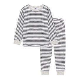Petit Bateau Boys Pyjamas, White Marshmallow / Blue Tuxedo
