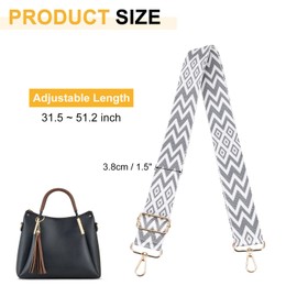 PATIKIL 55in Purse Straps Replacement Crossbody, Bag Straps Crossbody Universal Adjustable Canvas Bohemian for Purses Handbags Guitar, Gray