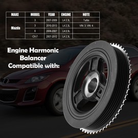 594-771 Engine Harmonic Balancer Crankshaft Pulley Compatible with Mazda 3 2007-2013, 6 2006-2007, CX-7 2007-2012, DOHC L4 2.3L, Replace# 351211400A, L3K911400
