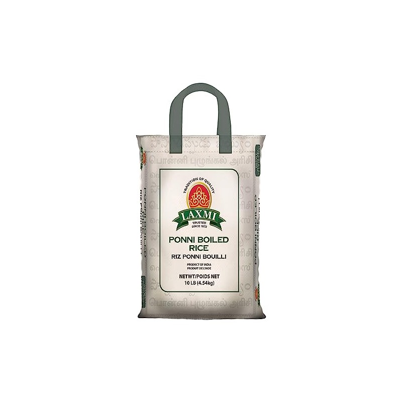 Laxmi All-Natural Ponni Boiled (Like Gold) Rice, 10lb Bag