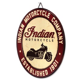 Indian Motorcycle Company Round Metal Sign - Vintage Indian Motorcycle Company Sign for Garage, Shop or Man Cave