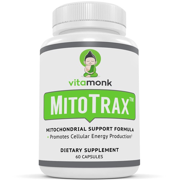 VitaMonk MITOTRAX™ Bio-Enhanced Mitochondrial Supplement Revitalize and Repair Cells - Mitochondrial Supplements - 100% All-Natural Cellular Mitochondrial Energy Optimizer - BioPQQ - 60 Capsules