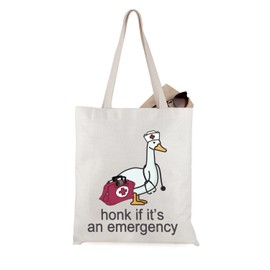 WCGXKO Honk If It’s An Emergency Registered Nurse Goose Tote Bag RN Nurse ER Gift Funny Goose Lover Gift Nurse Weeks merch (An Emergency Tote)