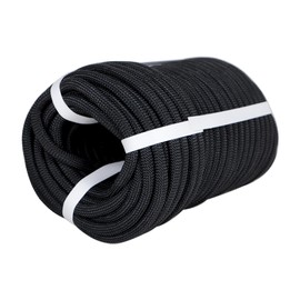 TINVHY 3/8IN x 100FT Black Braided Polyester Arborist Rigging Rope High Force Polyester Load Sailing Rope for Hiking Camping Swing