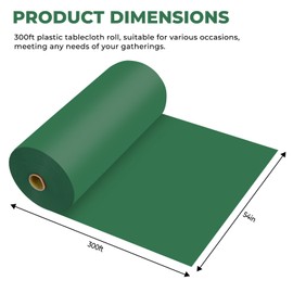 JHDZDHY 54 Inch X 300 Feet Plastic Table Cover Roll Premium Disposable Plastic Tablecloth for All Type/Shape Tables | Picnic, Party, Banquet, Birthdays, Weddings (Green, 54 Inch X 300 Feet)