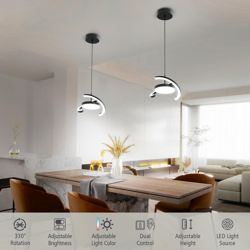 FIMEI LED Saturn Pendant Lights, 3000-6000K Dimmable Adjustable Hanging Chandelier