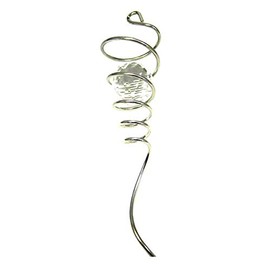 WorldaWhirl Wind Spinner Stabilizer Gazing Ball Spiral Tail Cyclone Yard Twister (Silver Wire, Crystal Glass Orb)