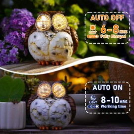 QeemTaco Solar Garden Owl Statue with Moving LED Eyes, Owls Figurine Outdoor Decorations Sculpture for Patio, Yard, Lawn, Porch, Home Ornament, Christmas Housewarming Gifts for Women Mom