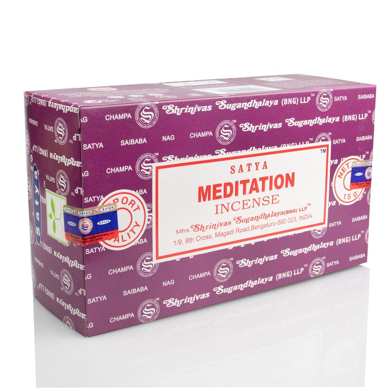 SATYA "MEDITATION" INCENSE STICKS, 12 PACKS X 15g