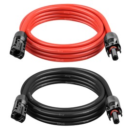 Solar Panel Extension Cable - 10AWG 3FT Solar Wire with Female & Male Waterproof Connector PV Wire for RV, Photovoltaic Systems, Home, Boat, Solar Panels, Car(3FT Red + 3FT Black)