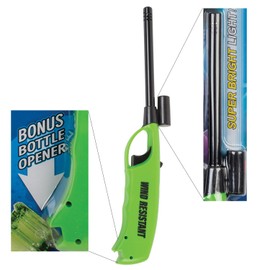 Elite Brands USA Long Windproof Lighter With Flashlight, Value Pack of 4, Multipurpose Jet Flame Extended Neck, Ideal for BBQ Grill Camping Gas Stove Fireplace