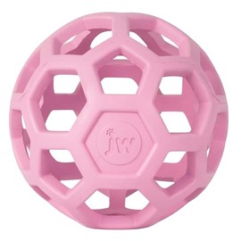 JW Pet HOL-EE Roller™, Bola de Rompecabezas de Juguete para Perro, Hule Natural, Mediano (4.5 Pulgadas de diámetro), Rosa