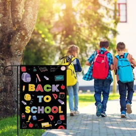 Back to School Welcome Garden Flag 12.5x18 Inch Double Sided, First Day of School Fall Yard Outdoor Decoration