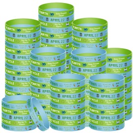 Karenhi 96 Pieces Earth Day Silicone Bracelets Green Silicone Wristbands Rubber Wrist Bands for Men Women and Teens
