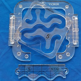 YICBOR 1pcs Quilting Grip+2pcs Free Motion Quilting Templates+1pcs Quilting Ruler Foot (Quilting Grip+2pcs rulers+Low Shank Ruler Foot)