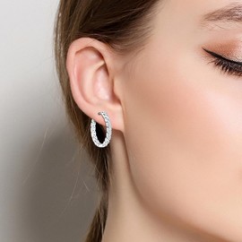 Pandach 925 Sterling Silver Earrings for Women 5A Cubic Zirconia Huggie Earring Hypoallergenic Hoop Earrings