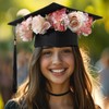 Zeyune Pink Flower Crown Graduation Hat Decoration Adjustable Flower Headbands