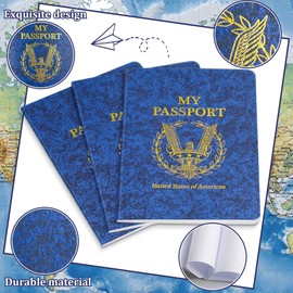 Kenburg 90Pcs Blank Passport Notebook Passport Books for Kids Blue Passport Notebook 4 x 5.5Inch Blank Passport Notebook Pretend Passports for Back to School Party School Theme Party Favors