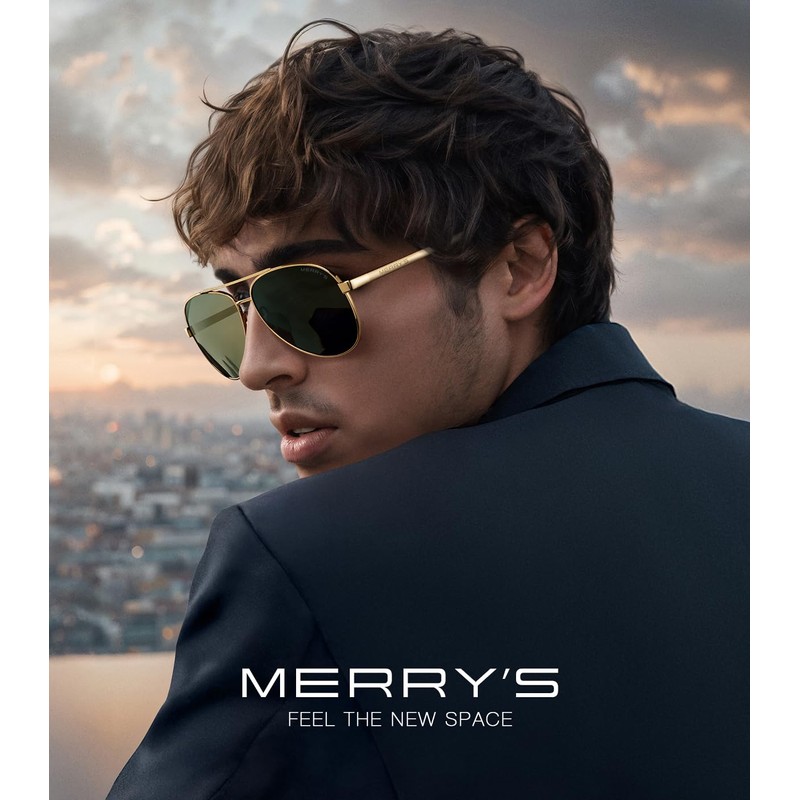 MERRY'S Aviator Sunglasses for Men Women - Polarized Driving Sun