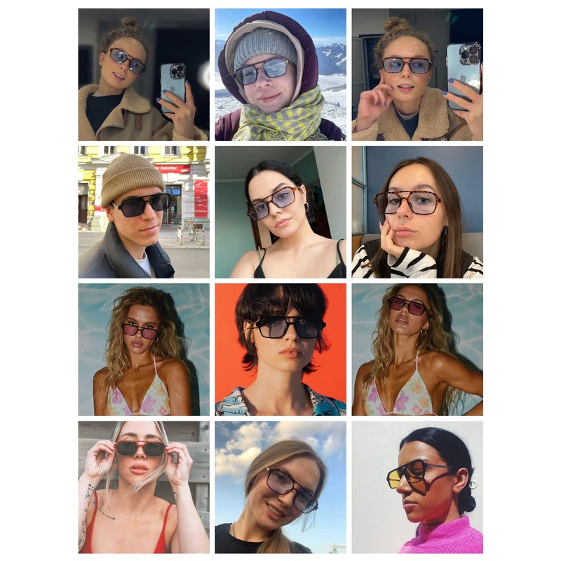 OSAGAMA Vintage Square Sunglasses for Women Men 70s Small Glasses