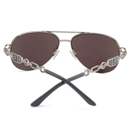 FENCHI Classic Aviator Sunglasses for Women Mirrored Lens Chain Arms Half Rim Metal Frame Sun Glasses UV 400 Protection 60mm