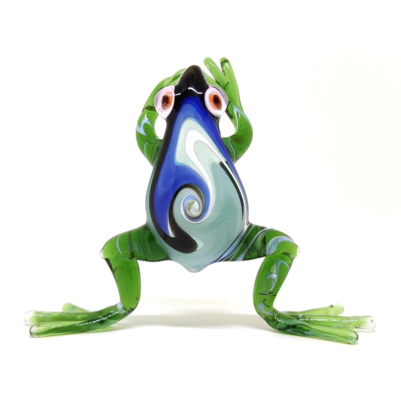 Sansukjai Frog Miniature Figurines Animals Hand Blown Color Glass Art