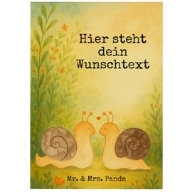 Mr. & Mrs. Panda Personalisierte Postkarte Schnecken Liebe Design - Geschenk, Karte mit Namen, Ehefrau, Geschenkkarte mit Namen, Paar, Ansichtskarte