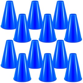 Woanger 12 Pieces Cheer Megaphone for Party Favors Sports Cheers Party Noisemaker Toys DIY Plastic Megaphone for Party Sports Match Game Outdoor Activities(Blue)