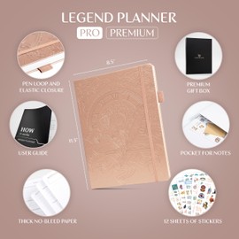 Legend Planner PRO Premium – Large Undated Weekly, Monthly & Budget Planner with Habit Tracker – Life Organizer for Time & Task Management, Goal Setting & Productivity – A4 Size (Rose Gold, New Cover)