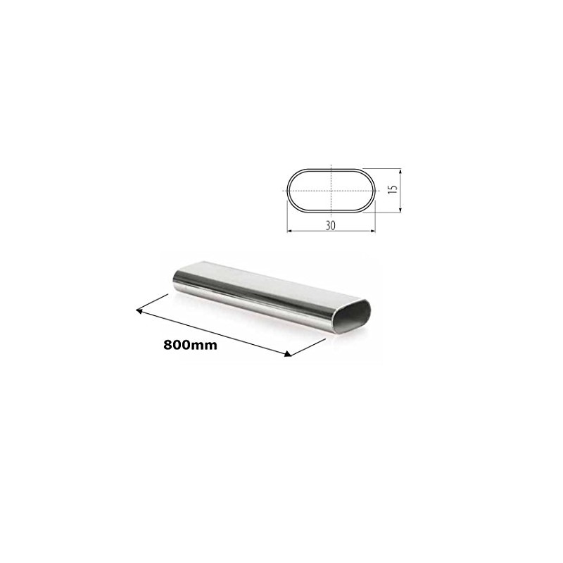 Oval Rail Tube Wardrobe Chrome 800mm + End Support &