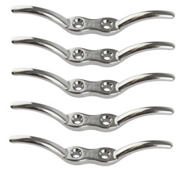 AB Tools Rope Cleat 4-1/2" Stainless Steel Marine Grade 5 PACK 316 Boat Washing Line DK78