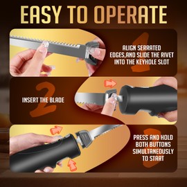 Cordless Rechargeable Electric Knife Easy Slice and Assemble with Storage Case, Wireless Serrated Edge Blades Slicer Set with Ergonomic Handle and Safety Lock for Turkey, Meat, Sourdough, Ribs, Fillet and Foam
