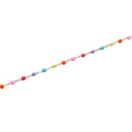 Timeless Love Multi-Color Enamel Bead Bracelet Set in Sterling Silver with 18K Gold Plating, Bracelet with 7.5" Anchor Chain, Lobster Lock Clasp, Dainty Jewelry for Women, Fashion Bangle for Girls, Gold, enamel