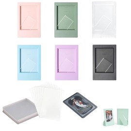 Yicoovey Mini Photo Frame Set 6 Coloured Frames + 10 PVC Sleeves 9.2×6.1cm for Instant Photo Dual Use for Trading Cards/Photos