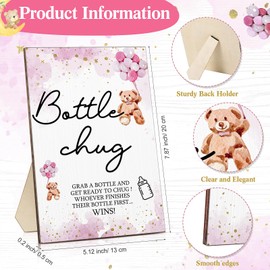 Roowest Baby Bottles for Baby Shower Games Bottle Chug Sign for Party Gender Reveal Wedding Bridal Shower(Lovely Bear)