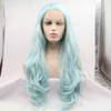 26 Inch Mint Blue Lace Front Wig Long Wavy Baby