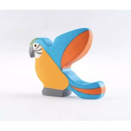 PoppyBabyCo Mikheev Handmade Wooden Blue Parrot Figurine