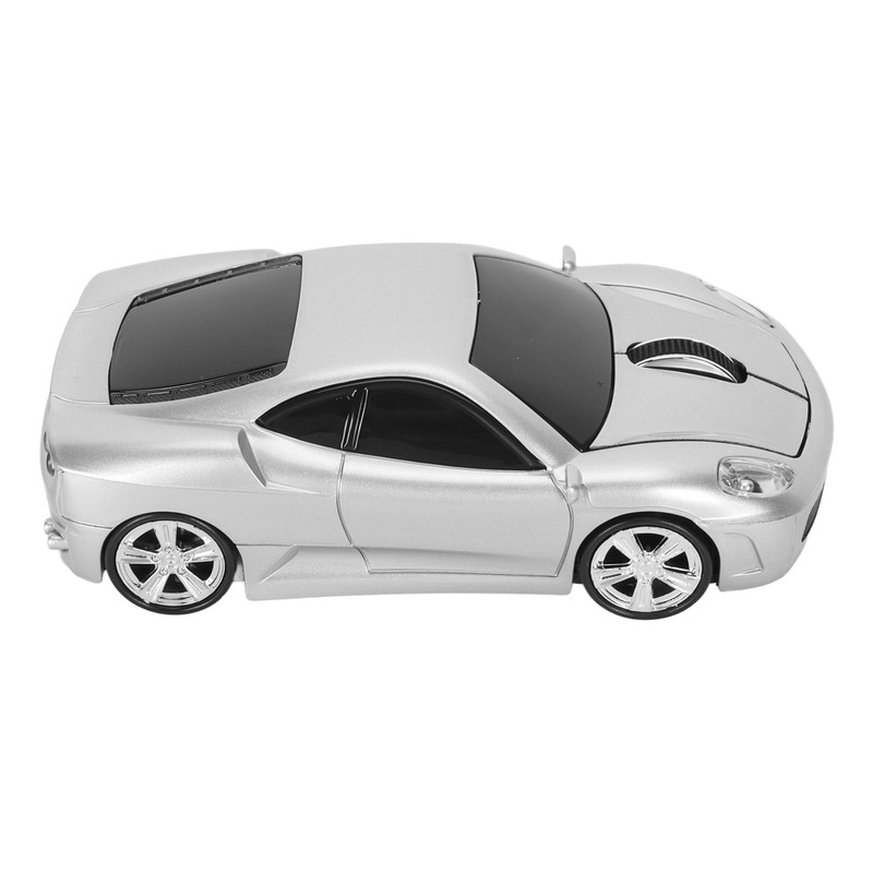 Wireless Mouse Silver Sports Car Style 2.4GHz USB Receiver 1600DPI