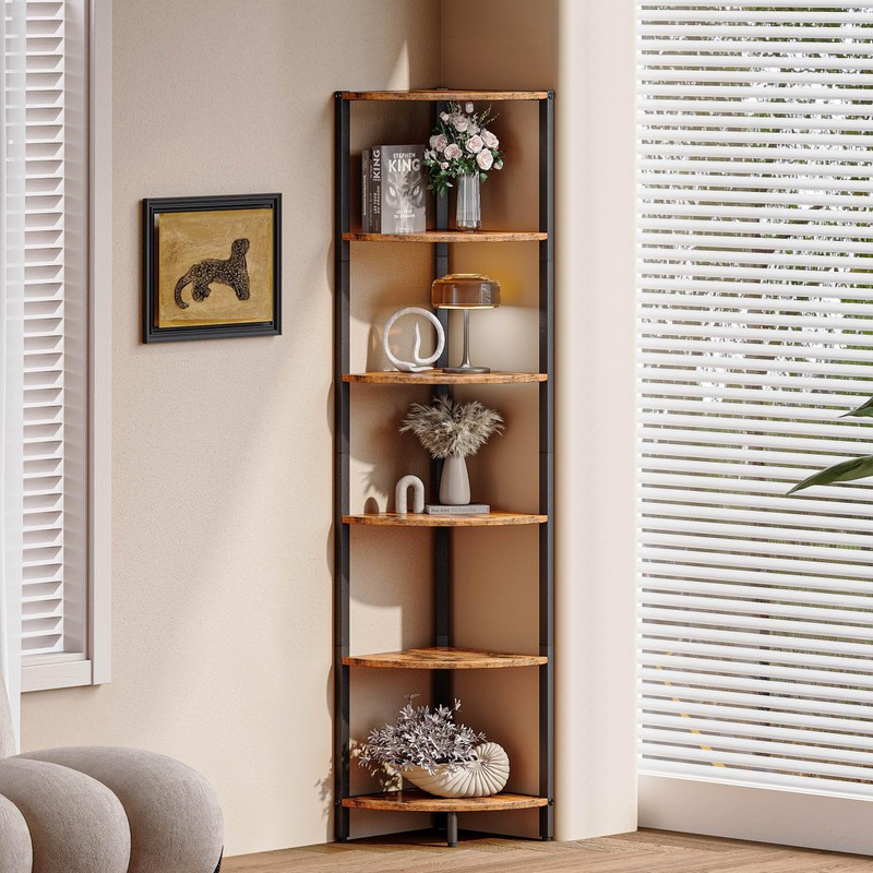 6 Tier Corner Shelf 63.1" Tall Corner Shelves stand Ladder