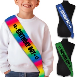 13th Birthday Boy Sash – Teenager's Party Accessory with Bubble Font – Fun Keepsake Ribbon