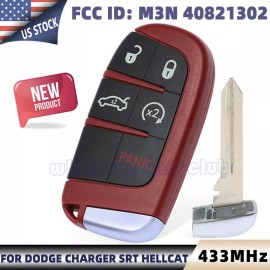 Unbranded Smart Remote Key FOB 433MHz 5B for 2015 -2018 DODGE CHARGER SRT HELLCAT RED