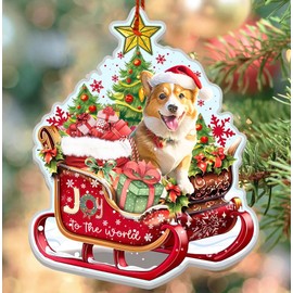 Corgi Christmas Ornament for Corgi Lovers - Christmas Decorations 2024 for Corgi Lovers, Dog Mom, Dog Dad, Pet Lovers - Corgi Dog Aluminum Ornaments (NOT 3D) for Christmas Tree