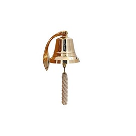 THDC Soporte de pared de latón macizo, campana de reloj de servicio marítimo de latón (4 pulgadas, latón pulido)