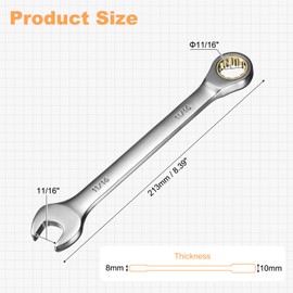uxcell Ratcheting Wrench 11/16" 12-Point 72-Teeth Ratchet Box End and 11/16" Open End Cr-V Steel Black Nickel Electroplating Combination Wrench for Home Auto Repair Machine Maintenance