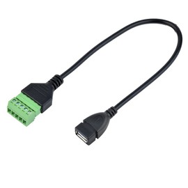 euroharry 2 x 30 cm USB 2.0 Female to 5 Pin Screw Terminal Block Connection Screw Shield Terminals Pluggable Adapter